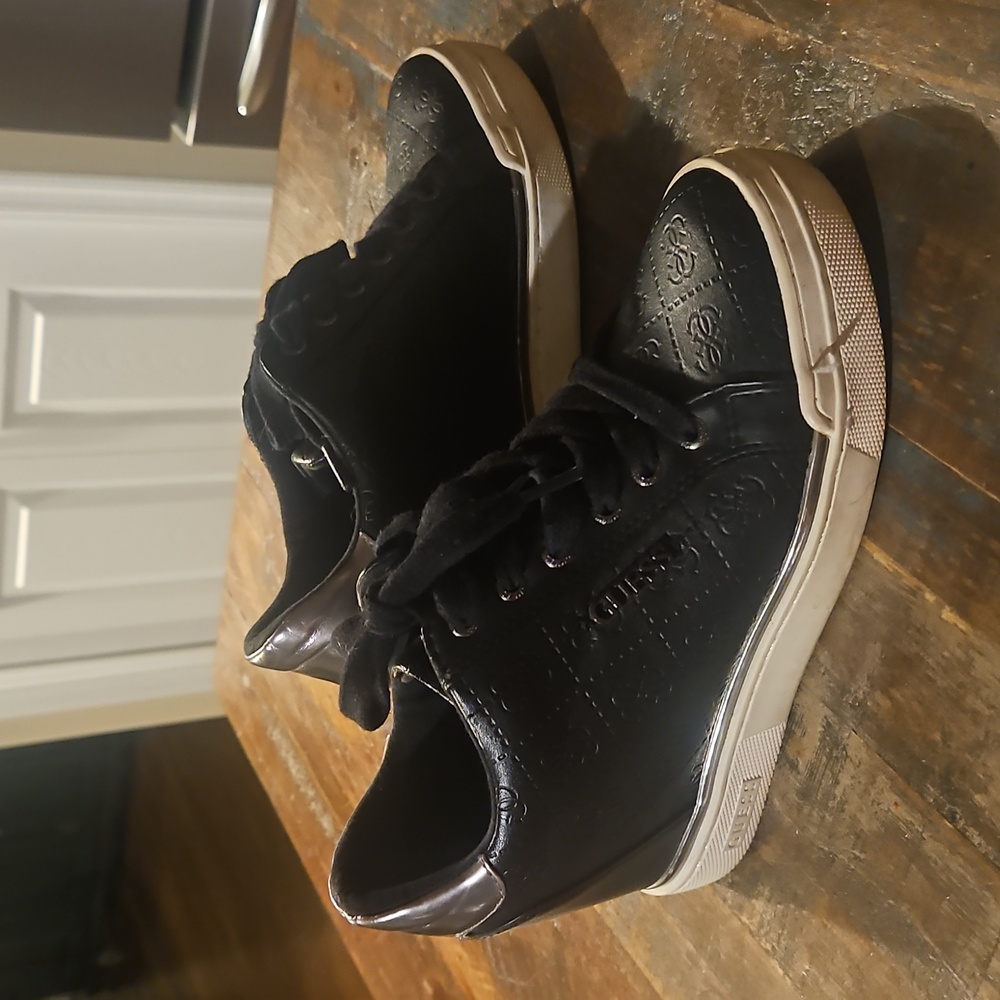 Guess Black and Silver Wedge Sneakers